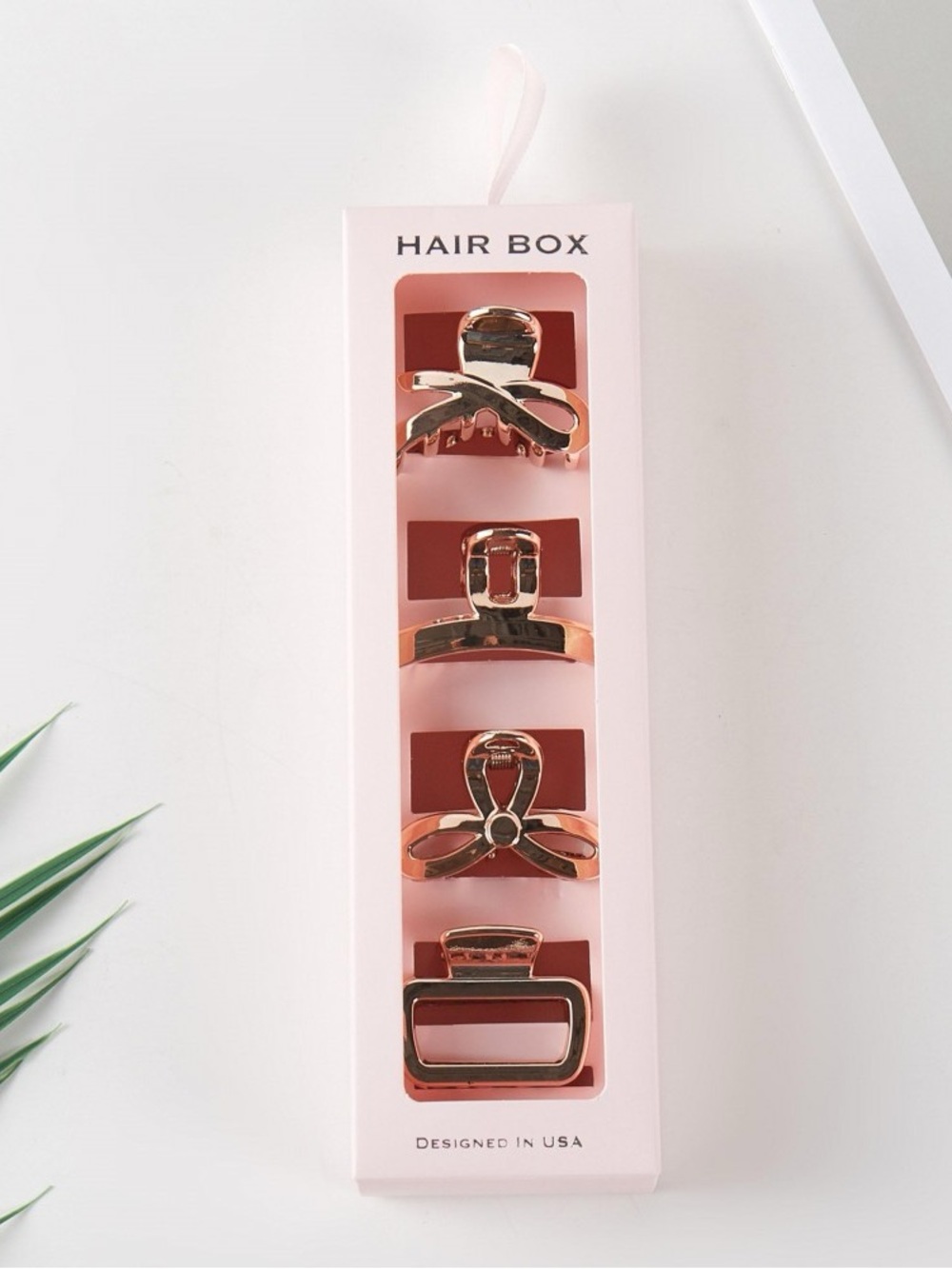 4pc Rose Gold Hair Claw Clip Set Metallic Large Barrettes